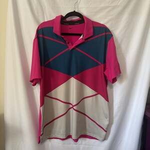 Nike Men's Dri-FIT Vapor Argyle Golf Polo Shirt DH0609-621 (Pink Black)